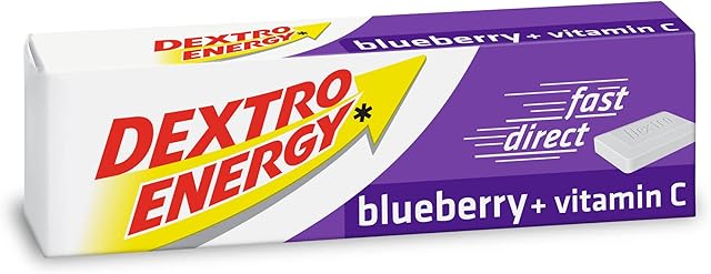 Dextro Energy Blueberry Glucose Tablets with Vitamin C, Pack of 24, 47 g, Energy Tablets, For a Quick Burst of Glucose