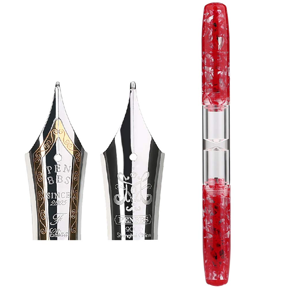 筆記具 s Amazon | PENBBS 469-99 ダブルペン先 万年筆 細字 中字 赤 アクリル