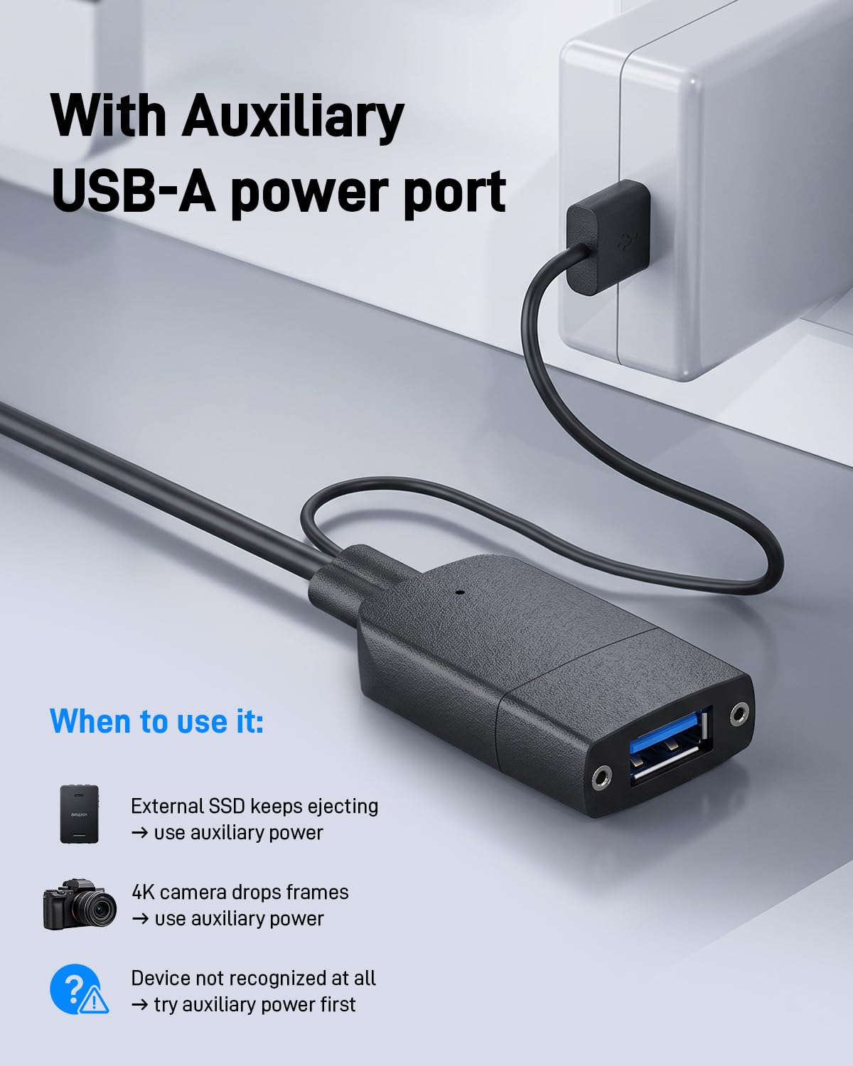 Cable de extensión USB 3.2 USB-A de fibra óptica de 10 Gbps de