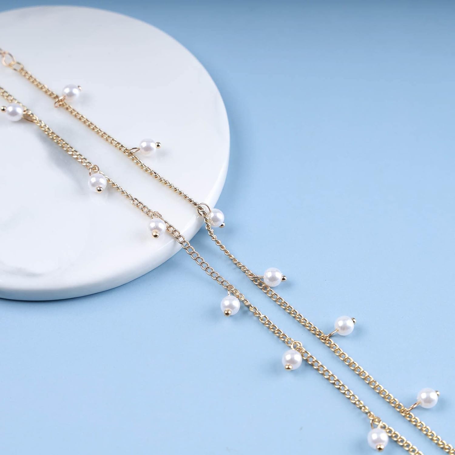 Andelaisi Boho Tassel Pearl Pendant Necklace Vintage Y Lariat Pearl Necklace White Pearl Tassel Choker Necklace Long Tassel Chain Y Drop Necklace Jewelry for Women - Image 6