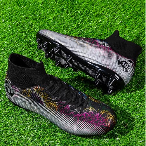 Soccer Cleats Boys,Casual High-top Turf Youth Football Cleats,Comfortable Breathable TF Cleats Kids Football Shoes,Non-Slip,for Outdoor/Athletics (Color : Black, Size : 6.5)3