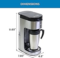 Vista 7 de Kenmore Single Serve Coffee Maker – 6–14 Oz Brew Sizes, Compatible with Keurig K‑Cup Pods & Ground Coffee, One Cup Brewer, Travel Mug Friendly, Auto