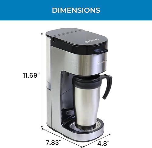 Miniatura 7 de Kenmore - Cafetera de una sola porción con taza de viaje de acero inoxidable, cápsulacápsula y café molido, compatible con tazas K, máquina de café
