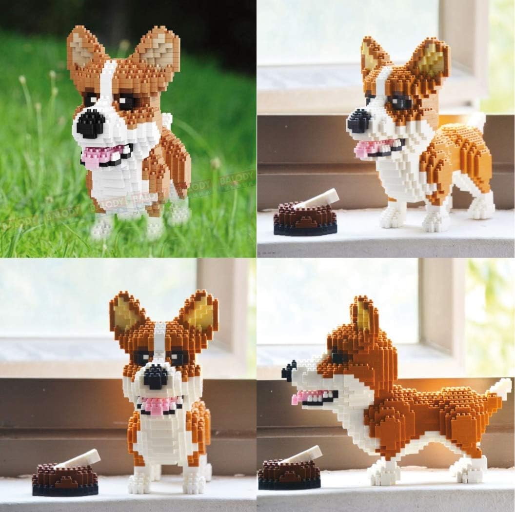 Welsh Corgi (Pembroke) dog. Figure to assemble with nanoblocks. 1380 pieces, Welsh Corgi / Pembroke, 85 mm x 185 mm x 155 mm - Image 4