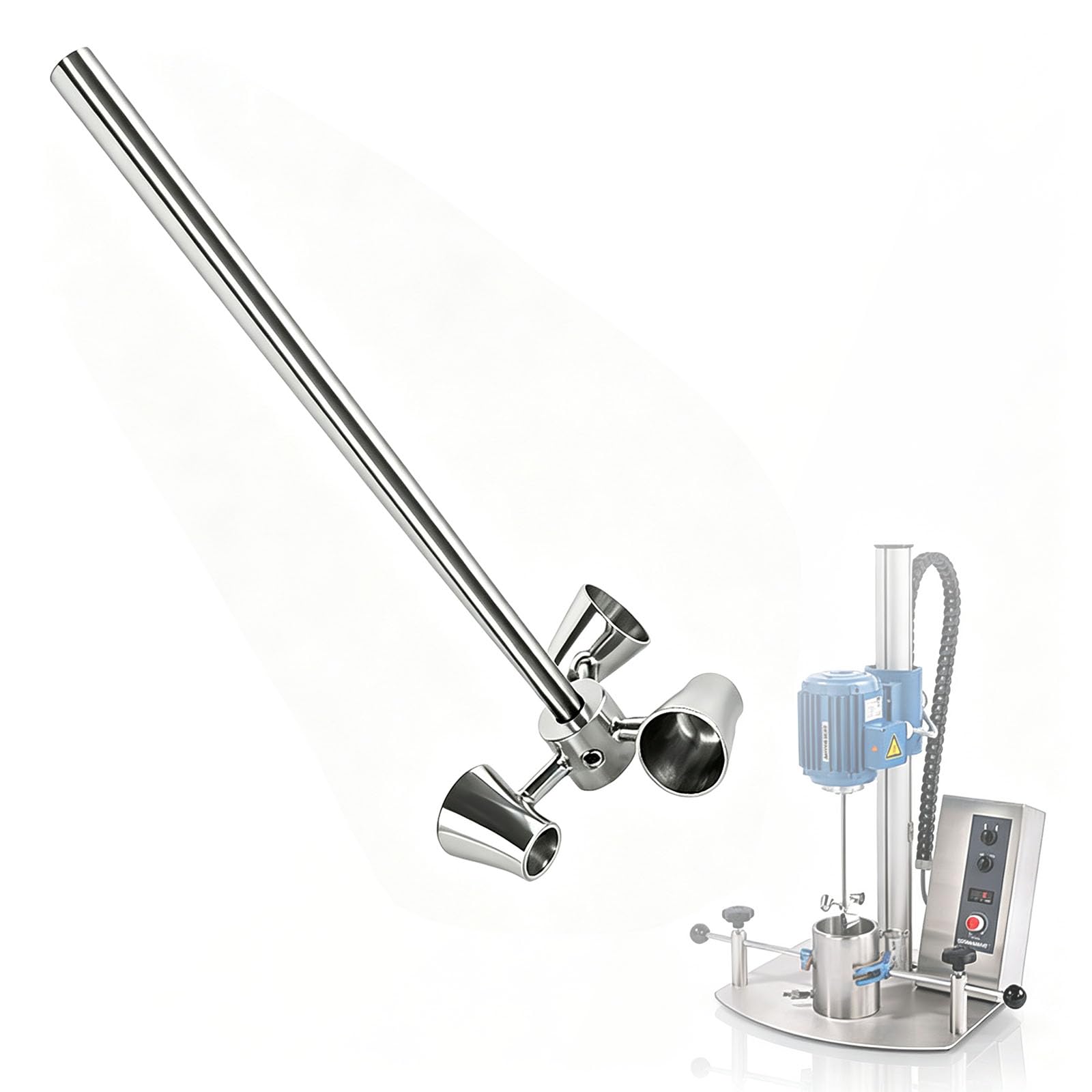 Impulsor Mezclador Cónico De 3 Aspas De Acero Inoxidable 316 con Eje, Paleta Agitadora Antiespumante para Agitador De Techo De Laboratorio, Eje De 8 Mm 300mm 80mm