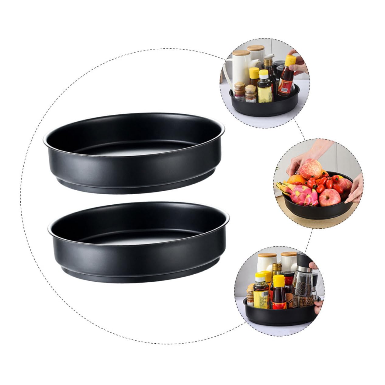 Plateau pour Bocaux D'épices Cuisine Rotatif 2 Pièces Acier Inoxydable