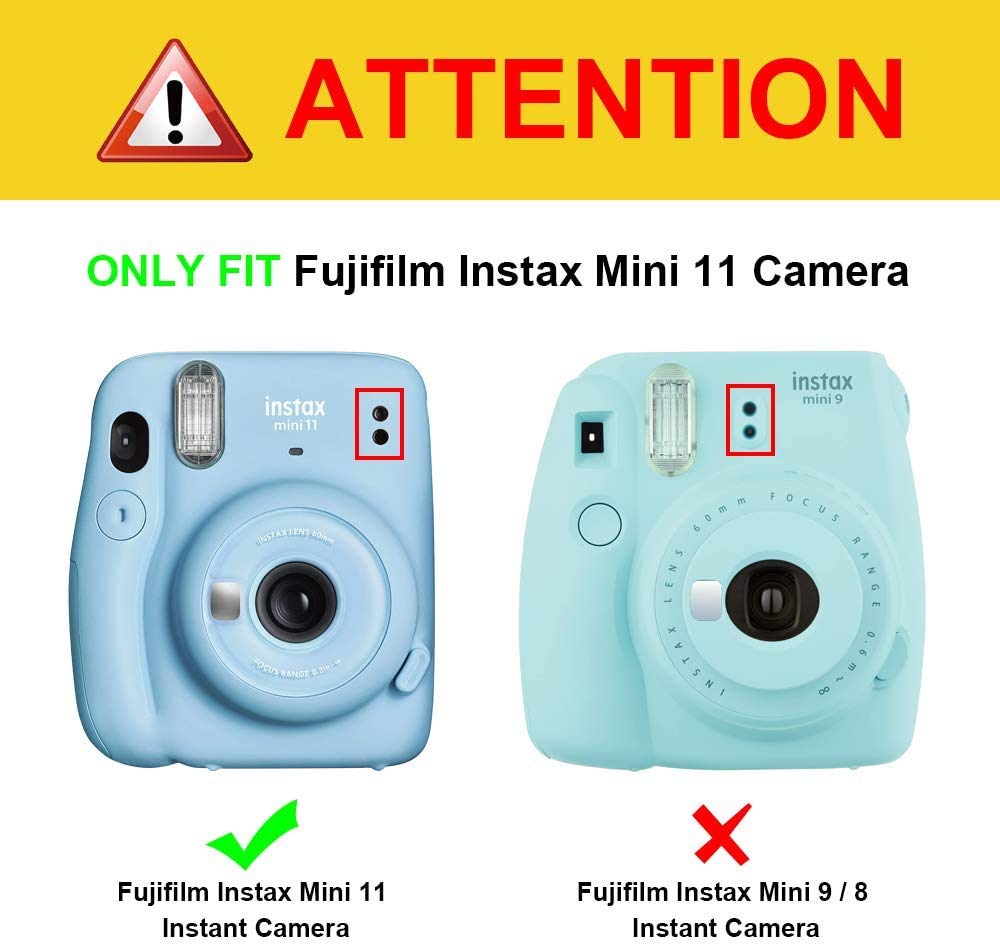 FINTIE Przezroczyste etui ochronne do aparatu Fujifilm Instax Mini 11 Instant Film - Krystalicznie twarda osłona PCW ze zdejmowanym tęczowym paskiem na ramię, przezroczyste