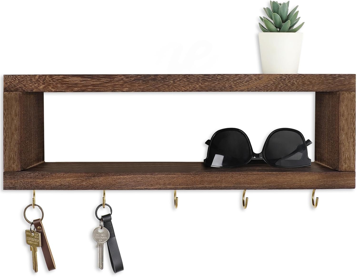 Lwenki Wall Shelf with Hooks Decorative Key and Wallet