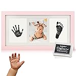 Bubzi Co Baby Handprint Kit & Footprint Photo Frame for Newborn Girls and Boys, Unique Baby Shower Gifts Set for Registry, Memorable Keepsake Decorations for Room Wall or Nursery Decor (Ballet Pink)