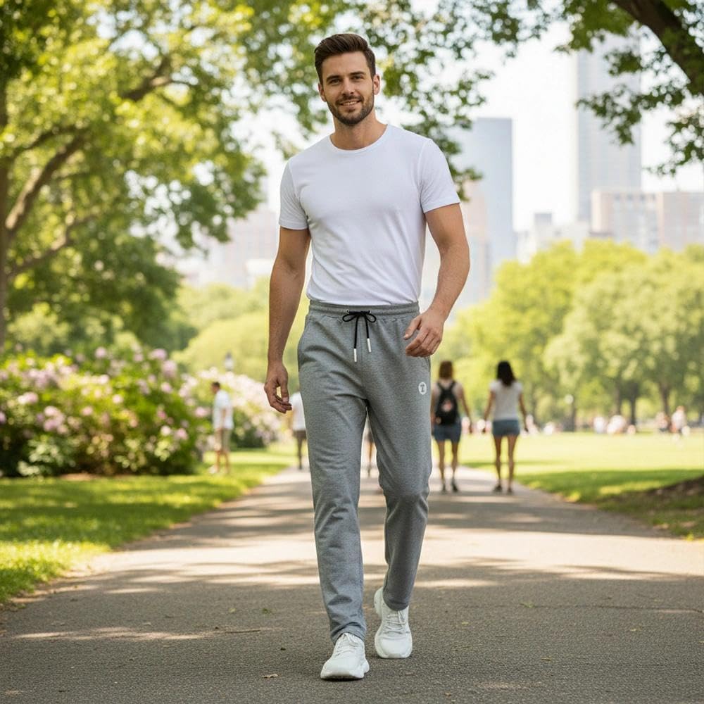 ZOXOZ Pantaloni Sportivi Uomo Cotone con Tasche Elastico in Vita con Coulisse
