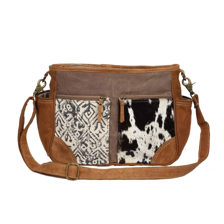 Amazon.com: Myra Bag Two-Tone Upcycled Canvas & Cowhide