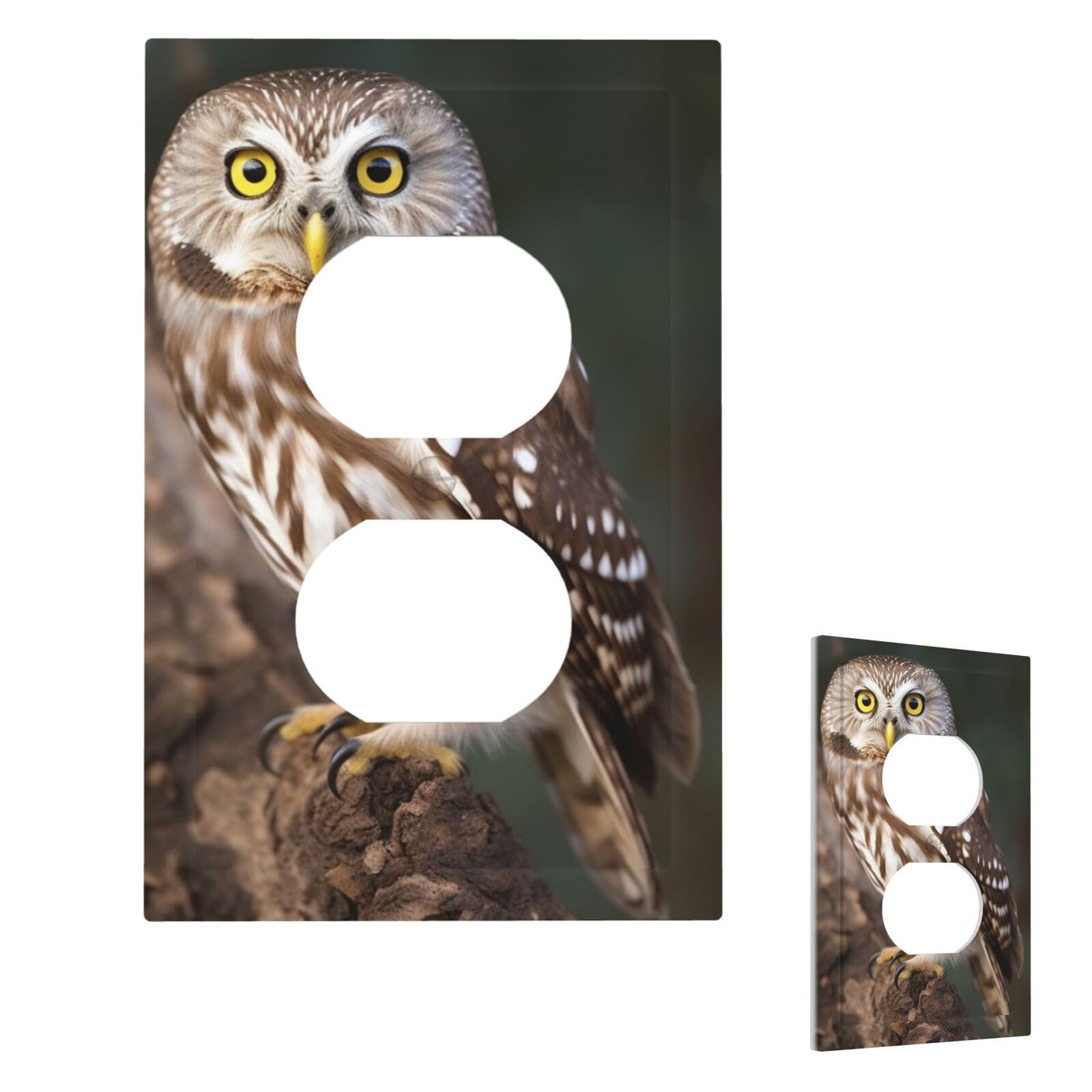 Wildlife Animal Owl Wall Plate Cover Modern Decorative 1 Gang Light Switch Cover Unbreakable Receptacle Outlet Covers For Living Room Bedroom Home Decor Duplex