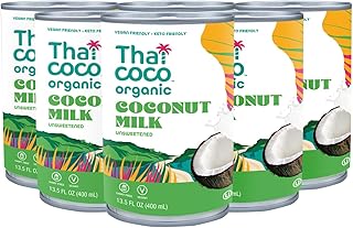 Thai Coco Organic Coconut Milk Full Fat Unsweetened 13.5 fl oz 6 Pk