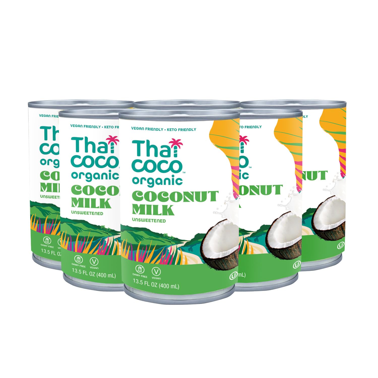 Thai Coco Organic Coconut Milk Full Fat Unsweetened 13.5 fl oz 6 Pk