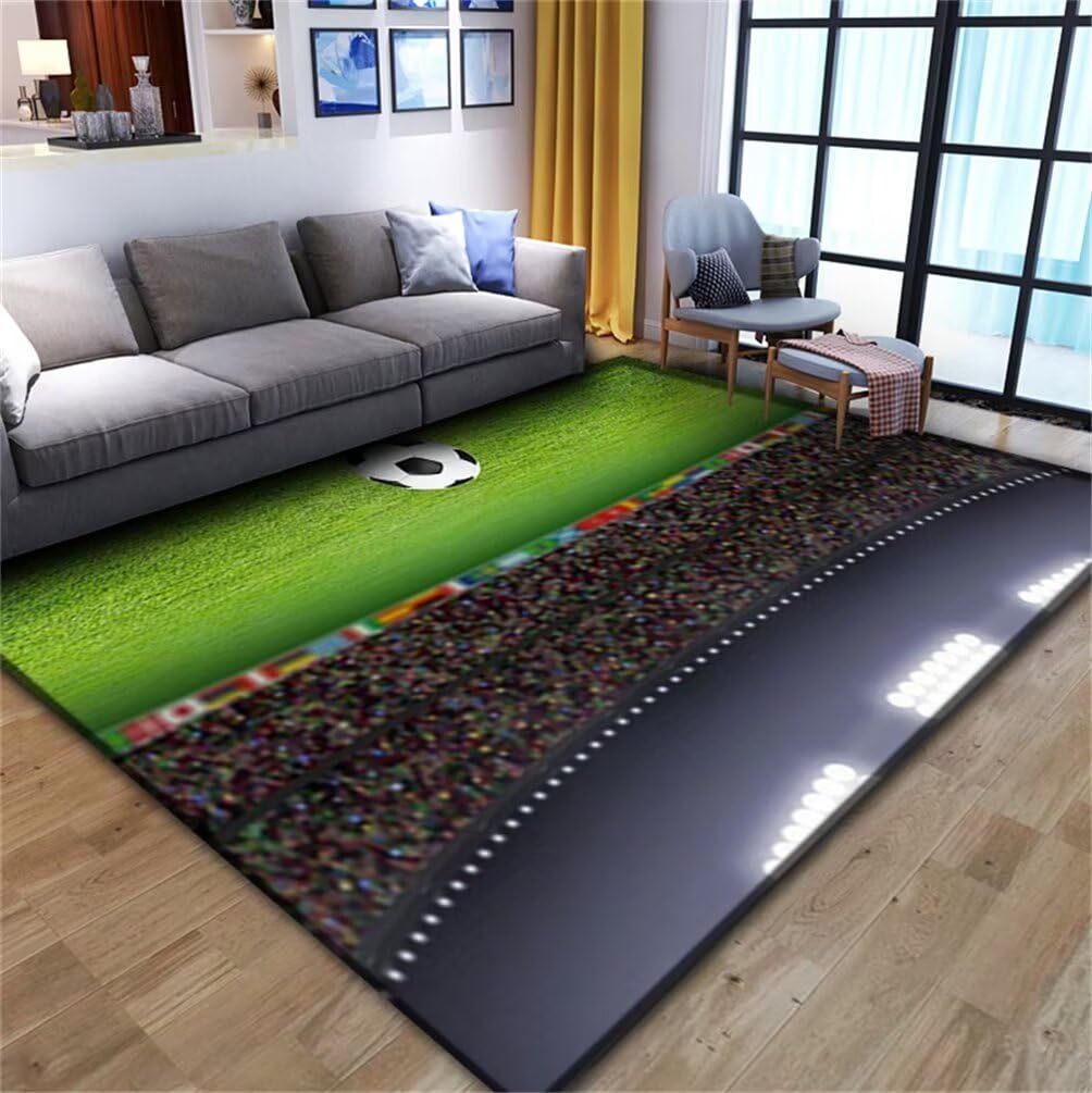 Tapis de chambre vert lavable anti-tache pour garcon 120x180