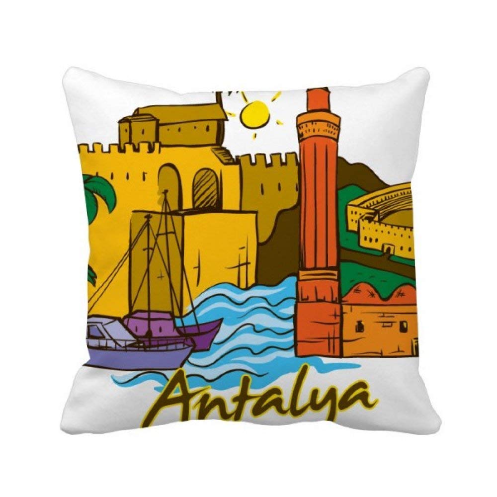 Coussin Turquie Antalya Burdur en aquarelle multicolore pour decoration canape salon 40x40cm