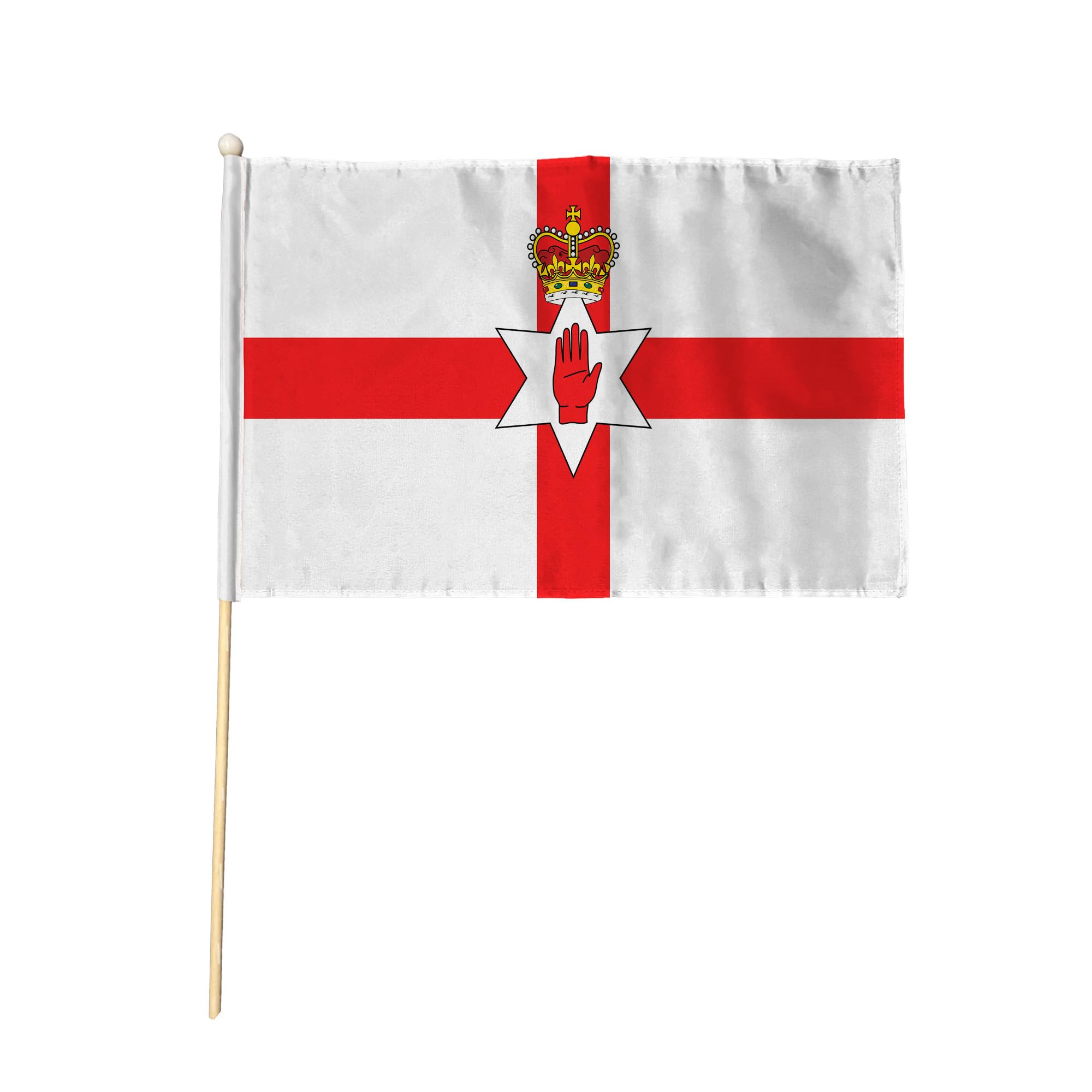 Flagtex Northern Ireland Hand Waving Flag (9x6 Inch) - Premium Wooden Stick Ulster Flag Big Size Natural Wood Pole UK British Territory Heritage Events Parades Cultural Celebrations Orange Order