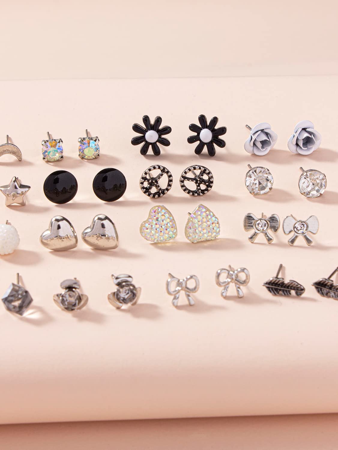 30 Pairs Crystal Pearl Earrings Combo Set for Women
