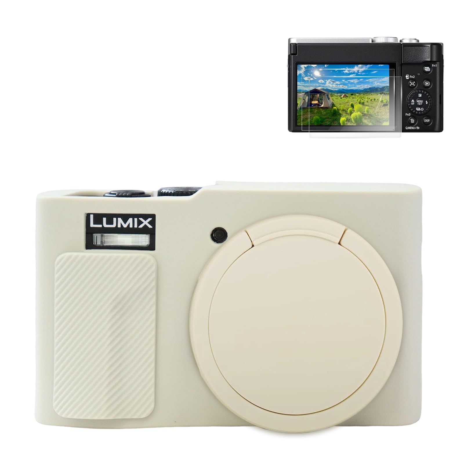 Rieibi ZS99 Camera case, Soft Camera Silicone Protective Case for Panasonic Lumix DC-ZS99, Accessories with 2 PCS Screen Protector, Lightweight - Off