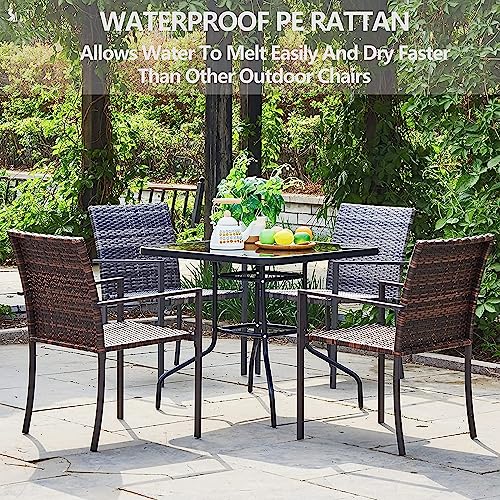Mxfurhawa Patio Dining Chairs Set Of 2 Outdoor Quick Dry Outdoor Arm Chairs Pe Stackable Wicker Chairs For Lawn Backyard & Garden All-Weather Resistant, Grey #TOP1