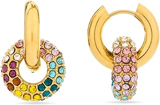 Pendientes para Mujer en Aleación de Metal con Cristal Multicolor Color Dorado Acabado en Oro Amarillo de 18k Modelo Rawe