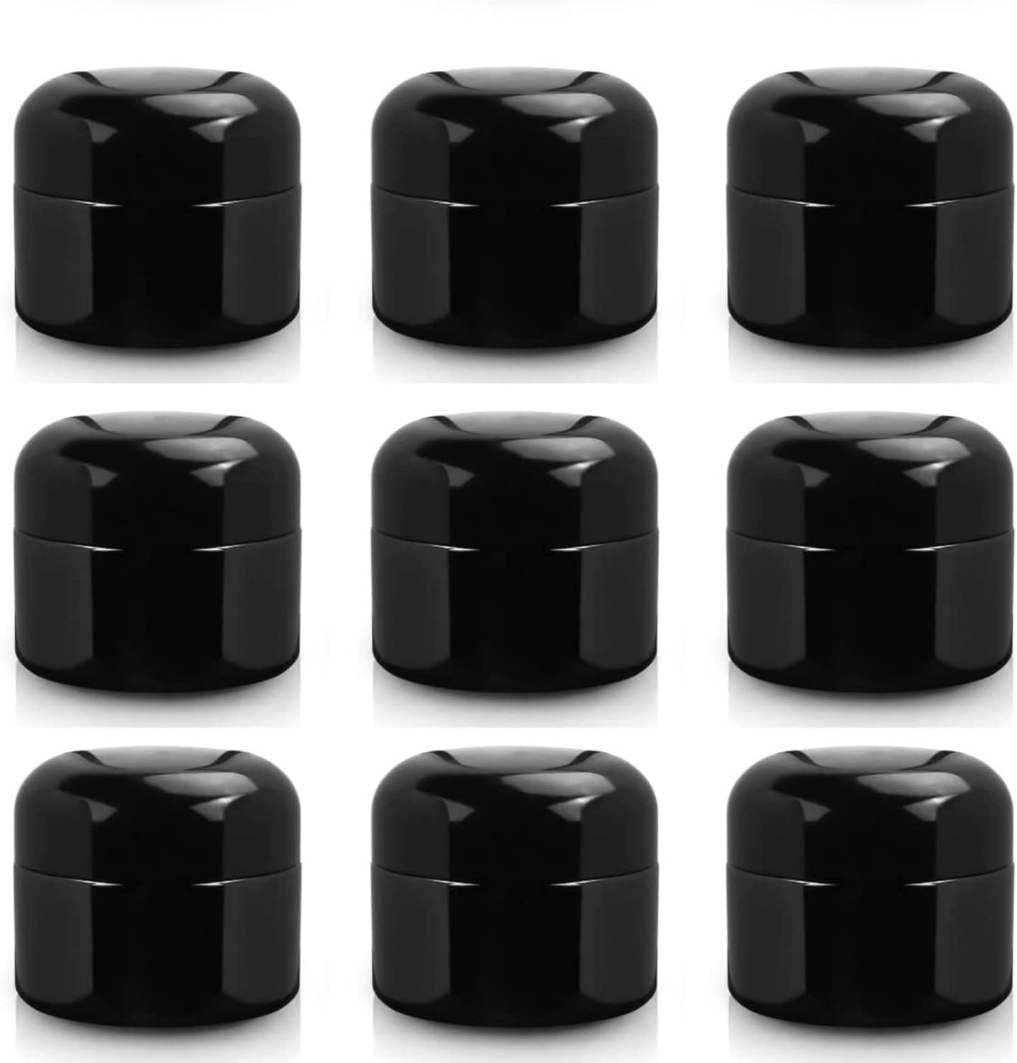 Sxminer 10 Pack 30ml/1 oz Empty Black Glass Jars Pot Round