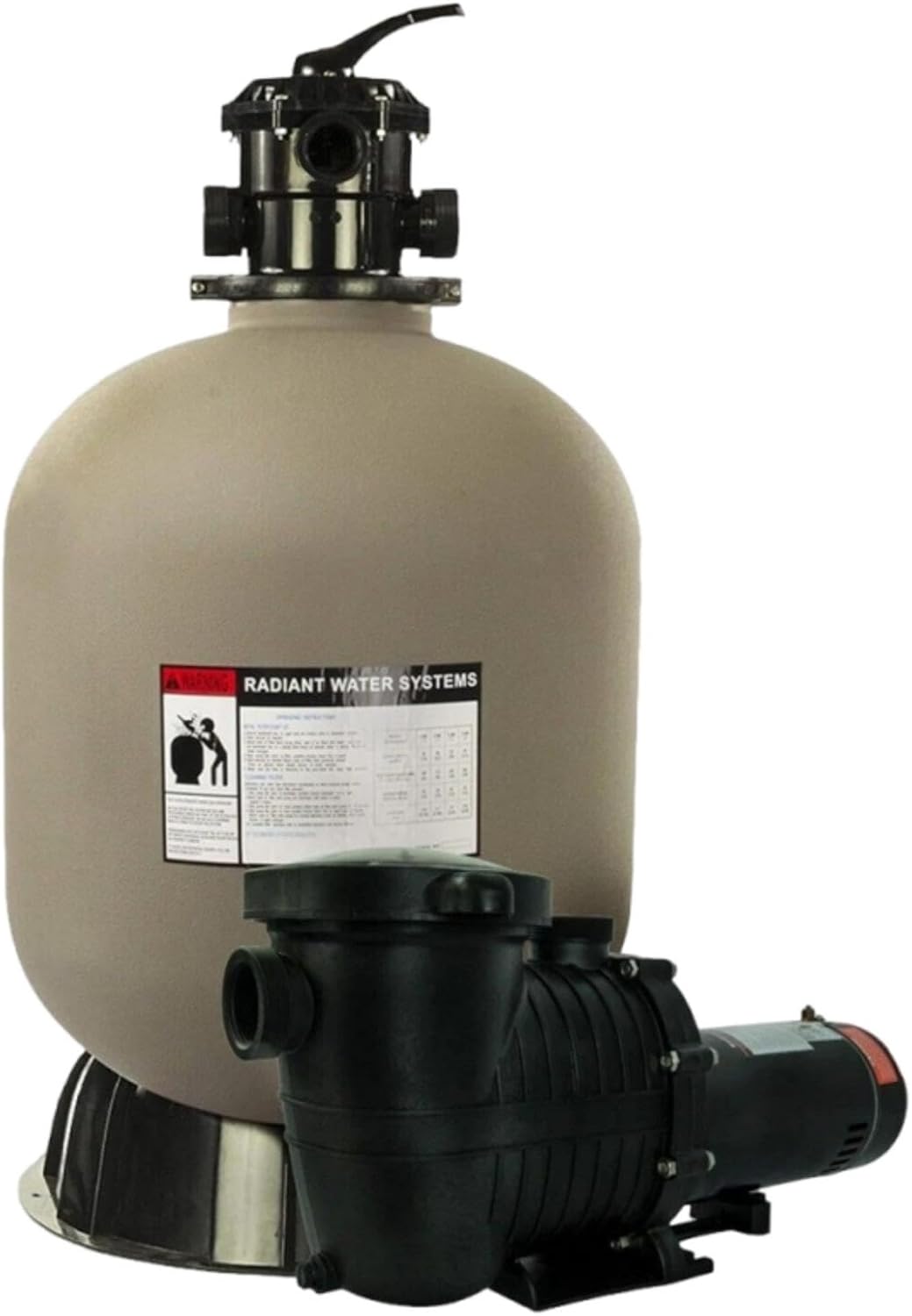24-Inch Above Ground Sand Filter Pump System and Luster Kits for Rx Clear Radiant, 90 THP Extreme Force Pump - 115/230V / 13 Amps w/power cord, Up to 26000 Gallons, 300 pound sand capacity