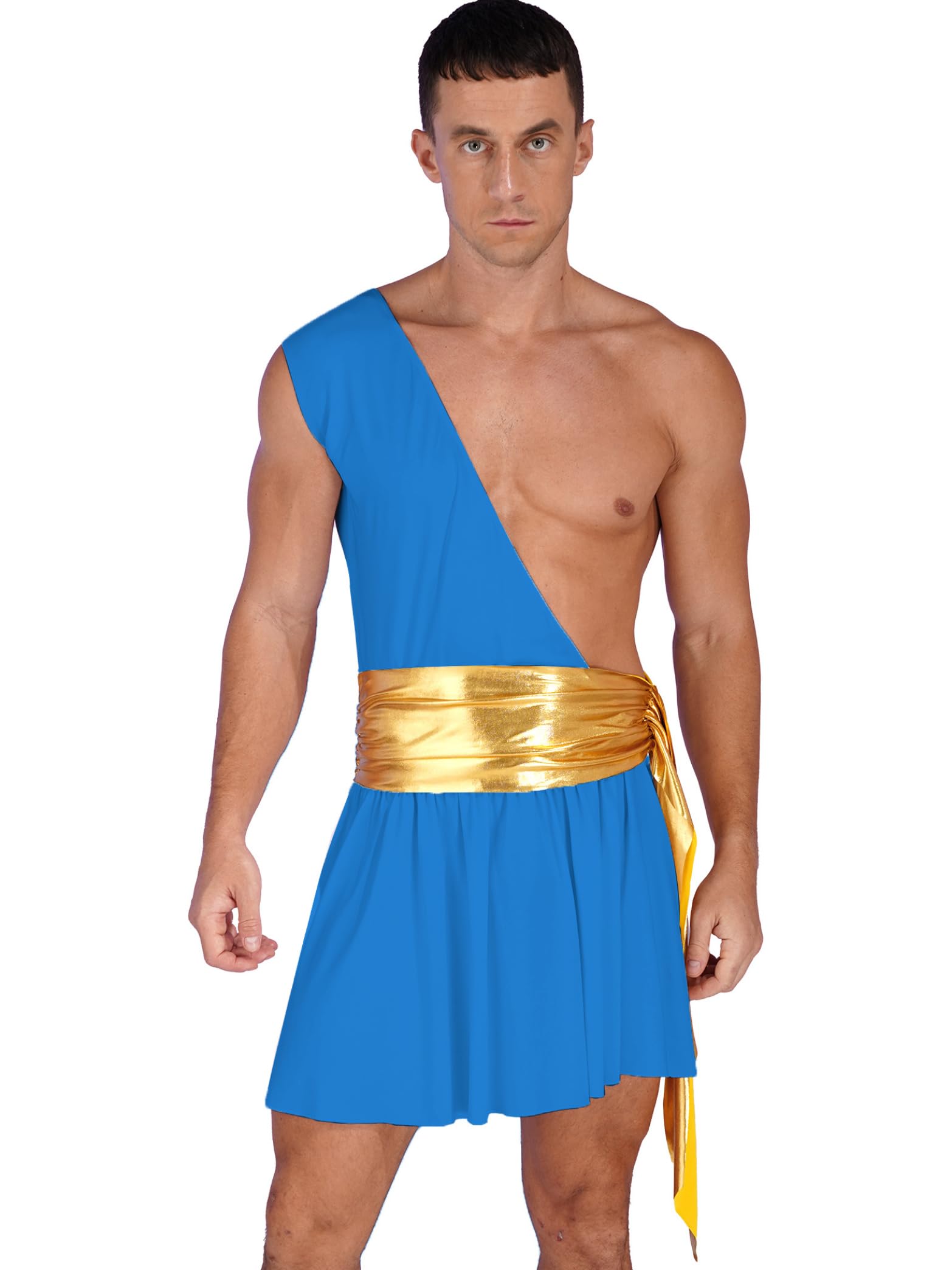 Mens Ancient Roman Greek Gods Toga Costume Adult Senator Caesar Robe Party Fancy Dress Blue Medium
