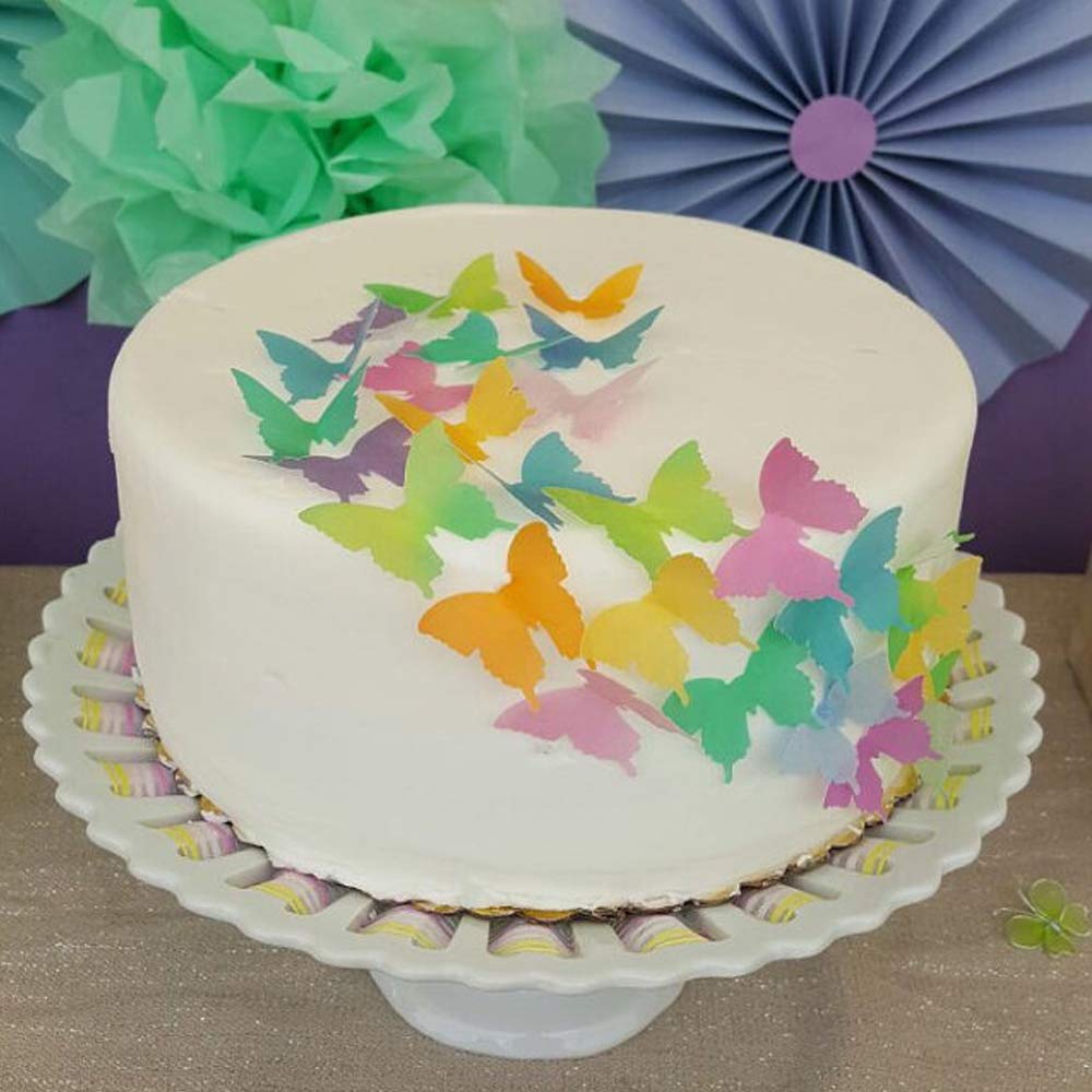 Chockacake Edible Large Butterflies Set of 24,Wedding Rainbow Cake Topper,Birthday Cake Decorations