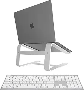Macally Ultra Slim Wired Computer Keyboard and Ergonomic Laptop Stand, Create Both Efficiency and Comfort