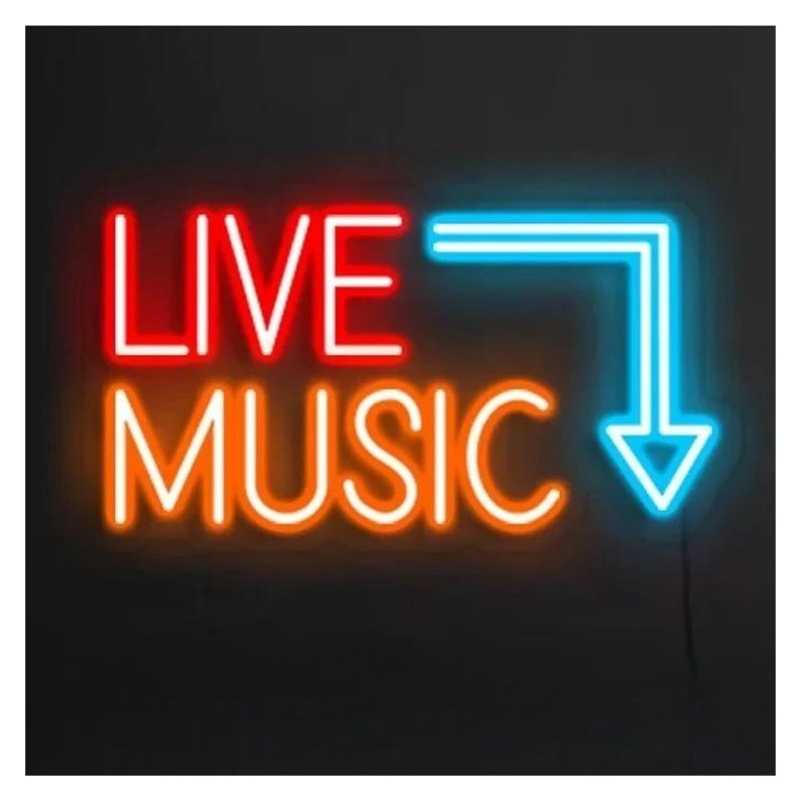 Insegna al Neon LED Insegna Al Neon LIVE MUSIC Con Luce LED Per Studio Di Registrazione Atmosfera Negozio Bar Festa Camera Da Letto Casa Decorazione Da Parete 40cmx24cm(H)