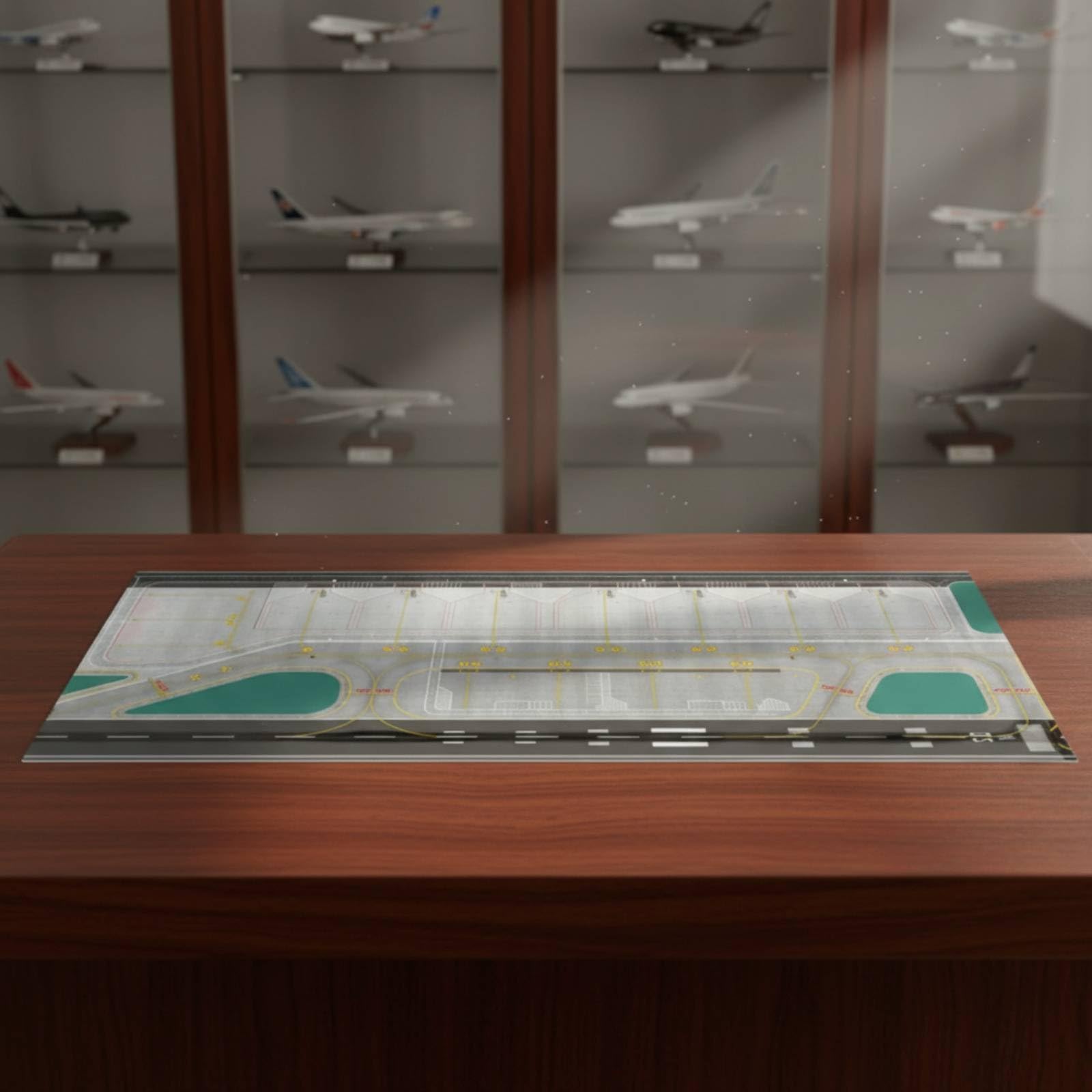 Pista di Decollo in Miniatura Grande Tappeto da Gioco Aeroporto Rettangolare Diorama Aeroportuale per Collezionisti