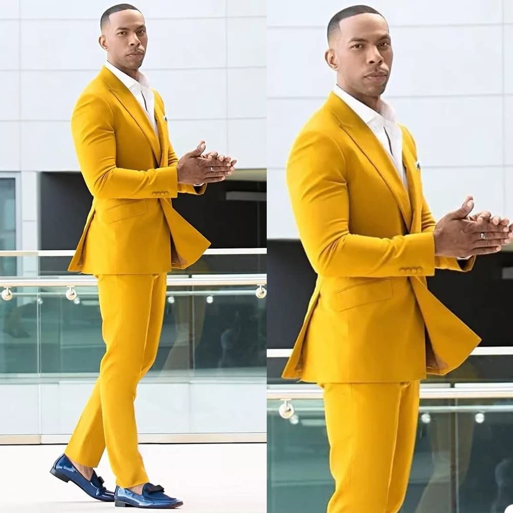 Uomo Due Pezzi Sposo Vestito Picco Risvolto Giacca Pantaloni per Banchetto Lavoro