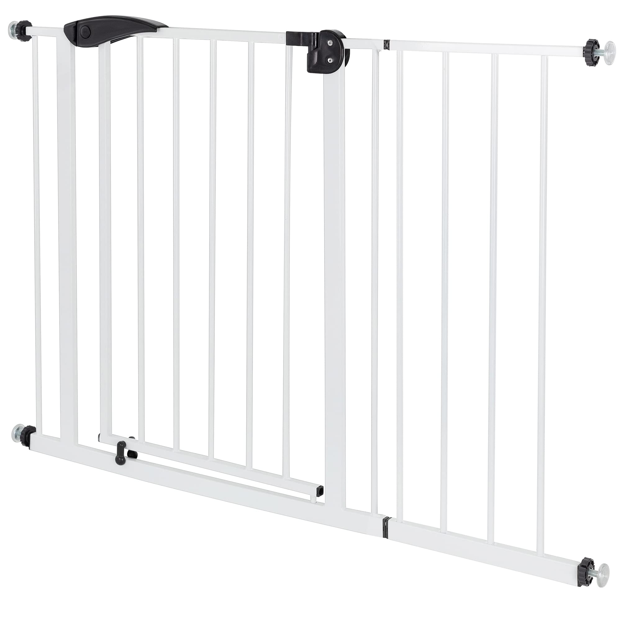 ECD Germany Cancelletto di Sicurezza Bambini 105-115 cm di Larghezza Senza Foratura Perforazione Cancello per Scale Barriera Protettiva Cani Grata Isolamento Animali Apribile Bloccabile Metallo Bianco