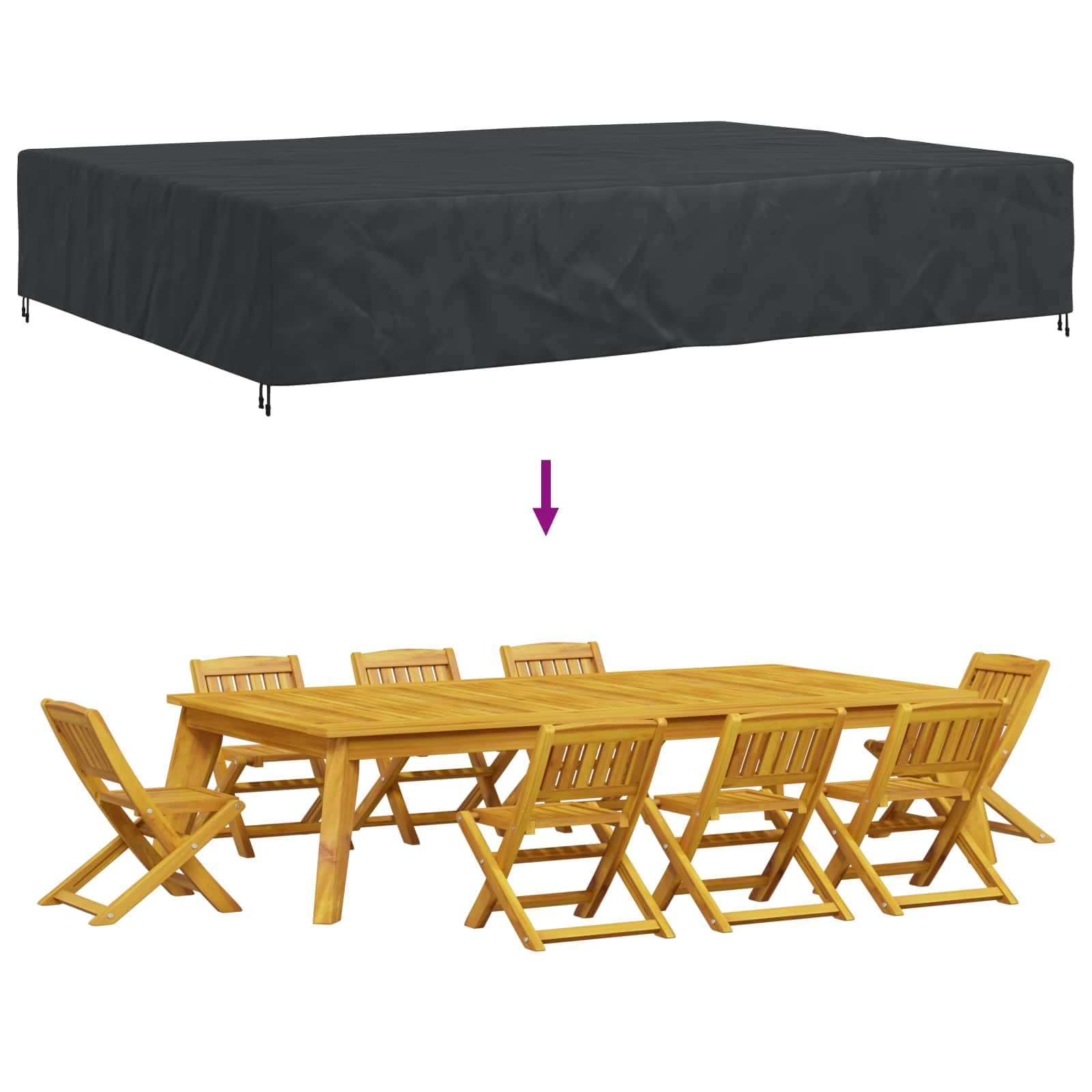 vidaXL Housse pour Meubles Uni Noir 400 x 300 x 70 cm 210D, Housse de Jardin et terrasse, Moderne, imperméable, Protection Robuste des Meubles en extérieur