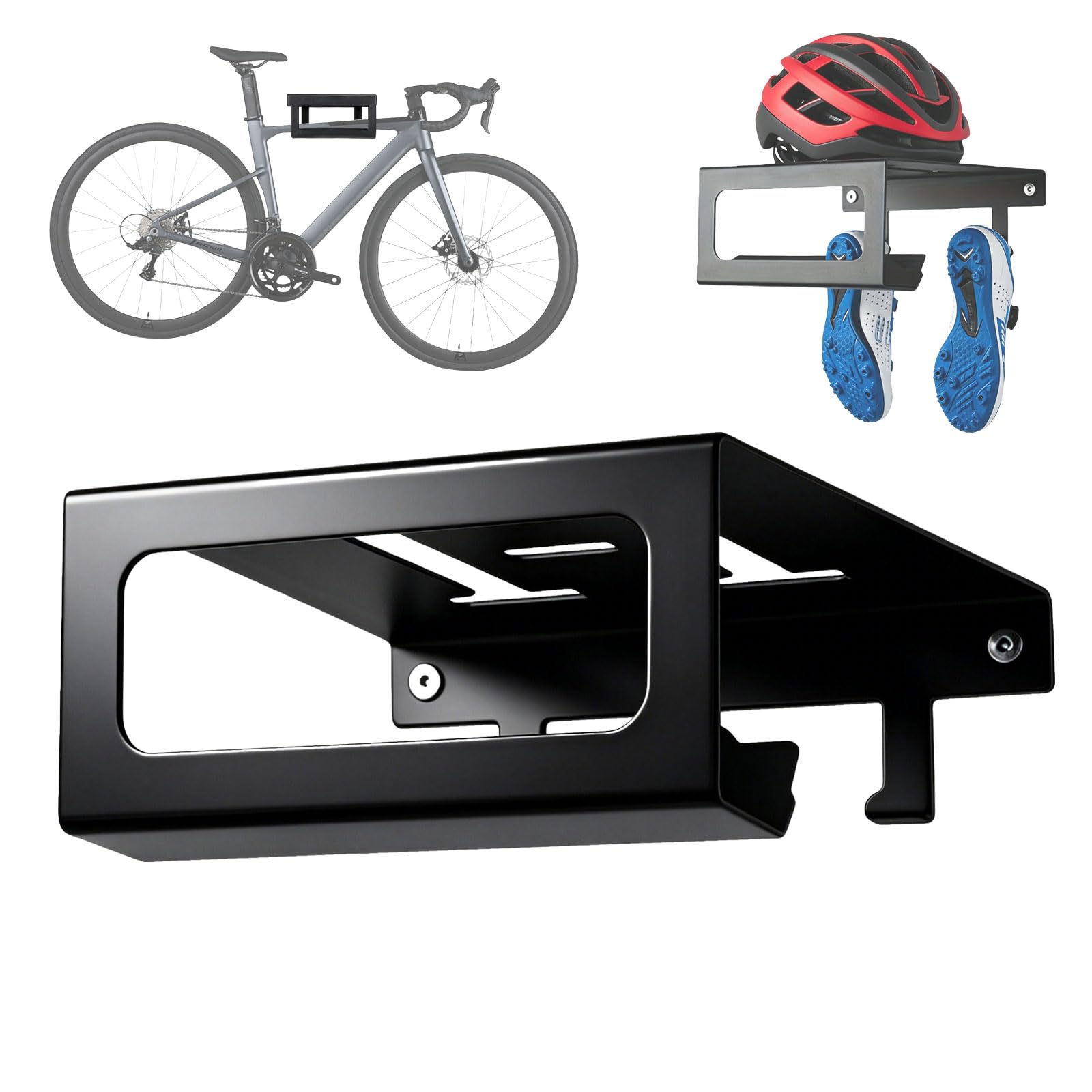Uchwyt ścienny do roweru, 3 w 1, do użytku wewnątrz i na rower, z hakami do regału i wyściółką ochronną, wielofunkcyjny uchwyt na rower szosowy na sprzęt rowerowy