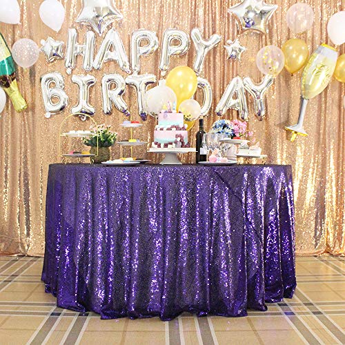 JYFLZQ Purple Sequin Tablecloth, Glitter Party Table Cover 108 Inch Round