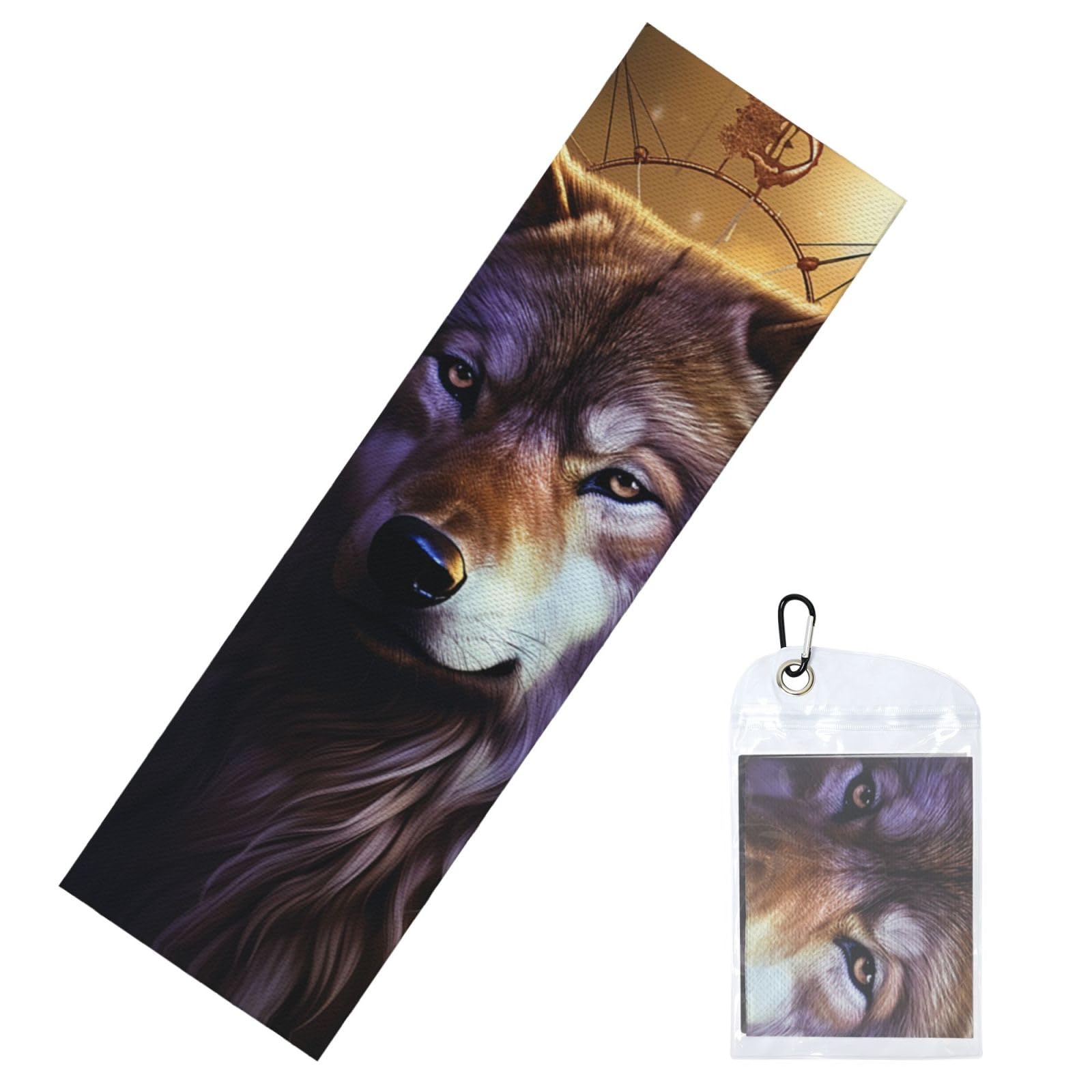 DWVTSLH Cooling Towel for Neck and Face, Wolves and Dream Catchers Ice Towel for Hot Weather, Soft Microfiber Chilly Towels with Waterproof Bag & Carabiner, Breathable Workout Towels 40"x12"