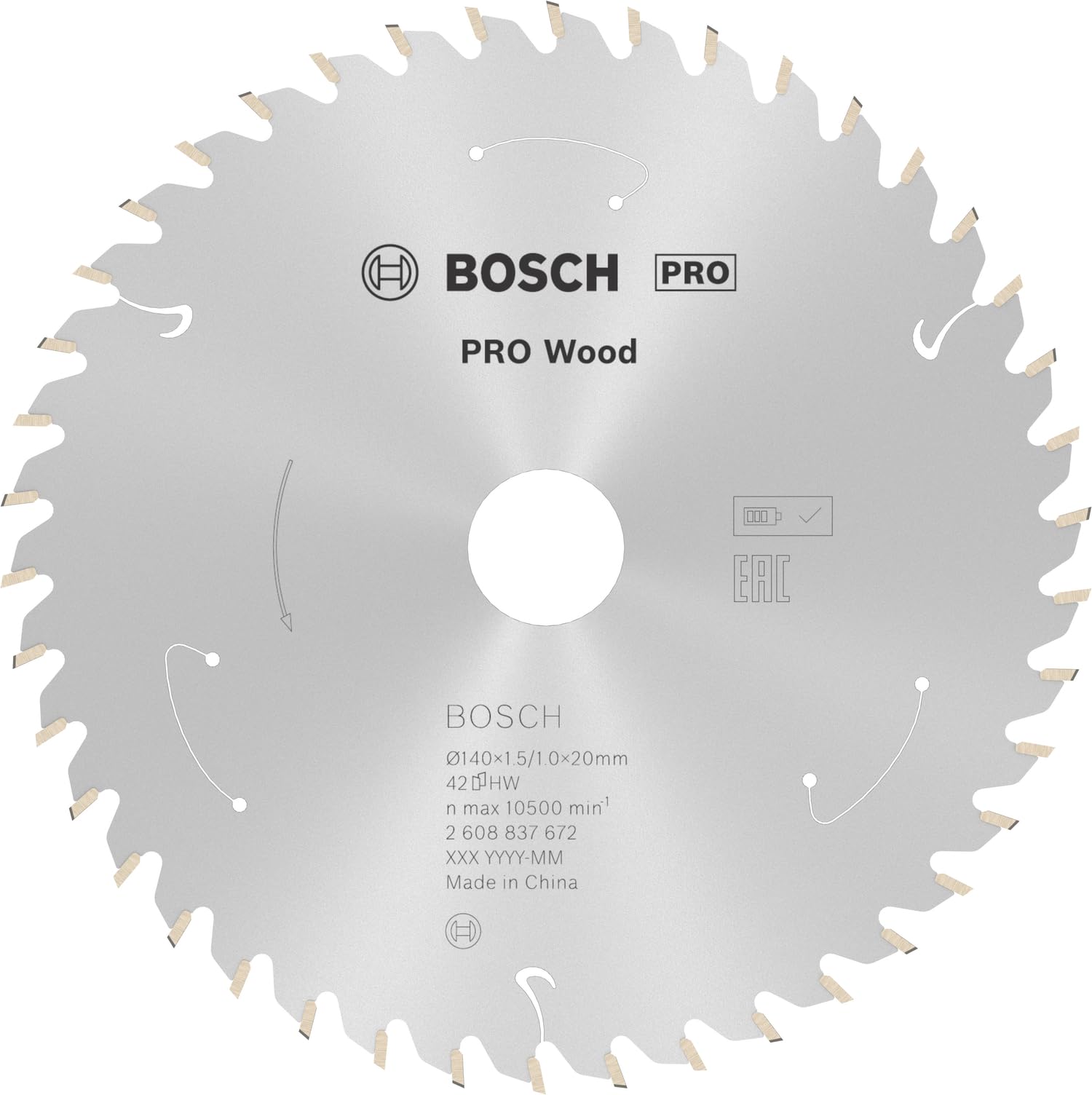 Bosch 1x PRO Wood Circular Saw Blade for Cordless Hand-Held Circular Saws (for Softwood, Hardwood, Ø mm, Professional Accessory Hand-Held Circular Saw)