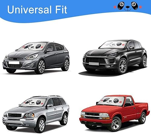 Miniatura 7 de Homeya - Parasol plegable para parabrisas de automóvil, diseño de panda de dibujos animados, protector de visera UV, parasol para mantener el