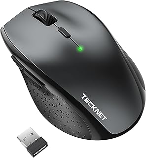 TECKNET Bluetooth Mouse, Full Size Tri-Mode Laptop Wireless Mouse with 2.4GHz USB Receiver, 24 Month Battery Life, 6 Adjustable 3200DPI Optical Mouse for Windows/macOS/Android/Linux