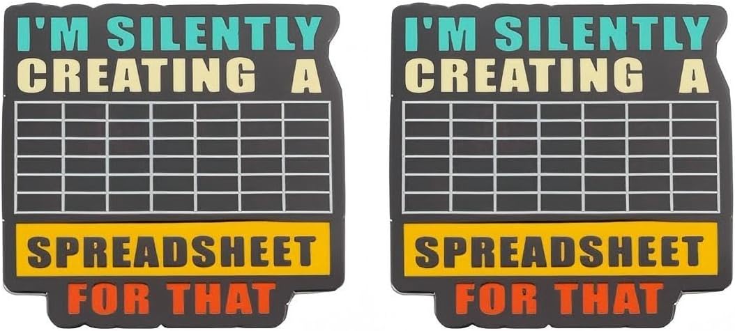 2-Pack "I’m Silently Creating a Spreadsheet for That" Funny Double Pin Badge | Metal Enamel Pin | Ideal for Backpack, Jacket, Notebook Decor