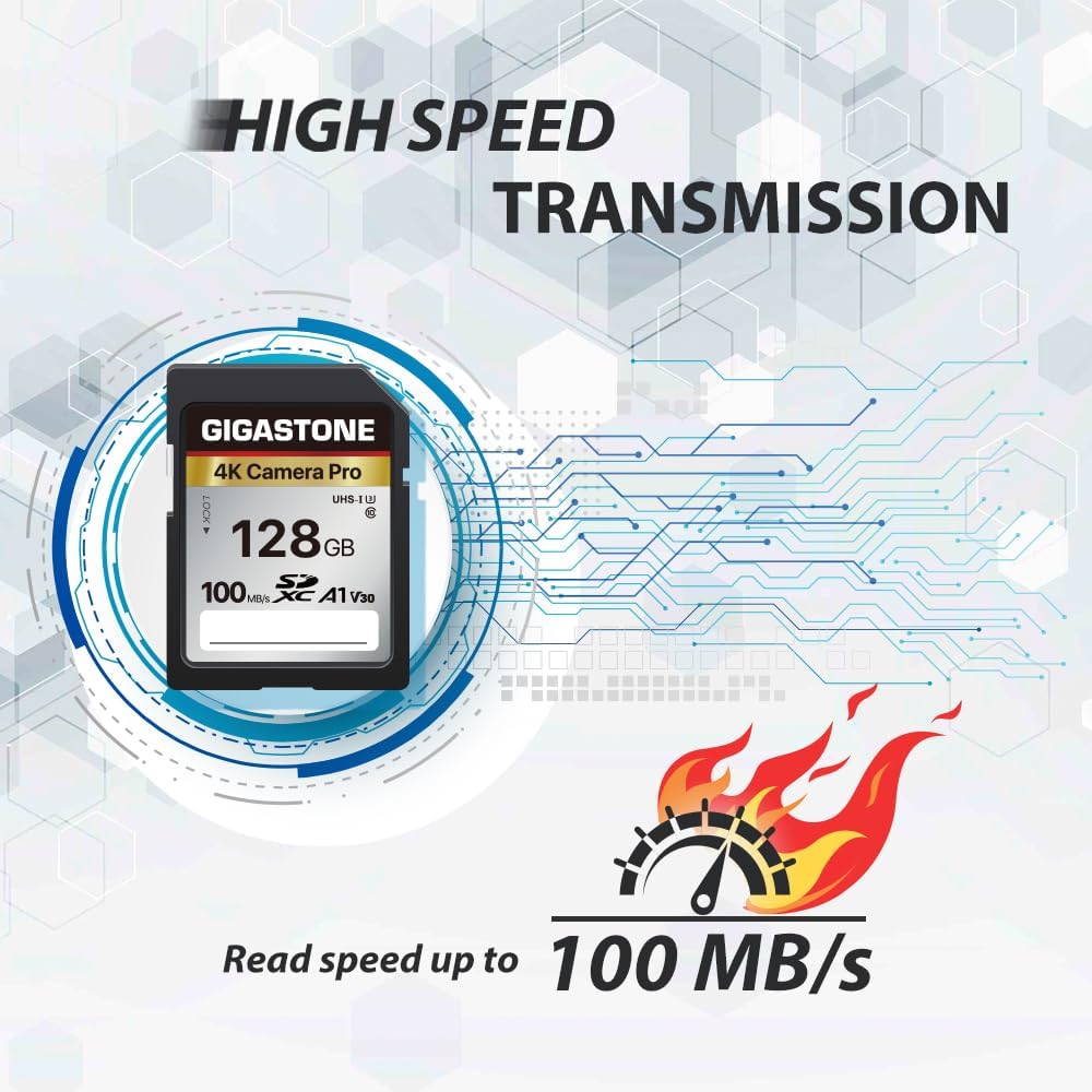 [5-letnie bezpłatne odzyskiwanie danych] GIGASTONE karta SD 128 GB z czytnikiem kart USB typu C, kamera 4K Pro, karta pamięci A1 V30 U3 SDXC kompatybilna z aparatem cyfrowym Canon Nikon Sony Panasonic
