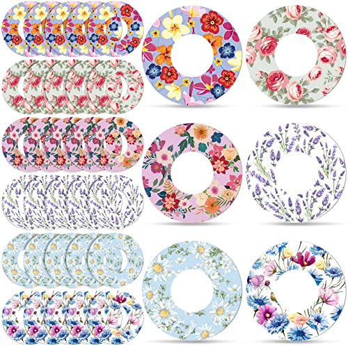 Weewooday 36 Pack Adhesive Patch with Flowers CGM Patches Waterproof CGM Covers Sweatproof Colored Sensor Continuous Glucose Monitor Protection Cover for Women