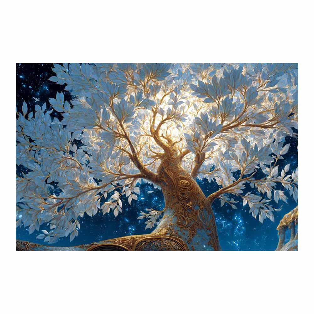 ZAMAEIU The tree of life Light-Carved Tree Canvas Paintings Abstract Tree,Wall Art Poster Modern Room Bedroom Home Decor Geometric Print Patterns(white)-30x50cm Unframed