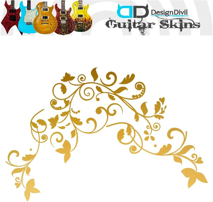 Miniatura 2 de Calcomanía de vid de la vida hecha a medida para guitarras y bajos. Opciones de color disponibles (dorado)