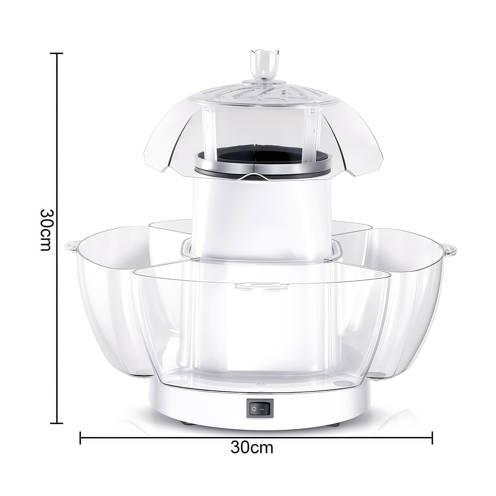 Machine à popcorn à air chaud 1200 W | 4 bols amovibles pour des collations saines sans huile | Prêt en 2 minutes pour la maison et les soirées cinéma