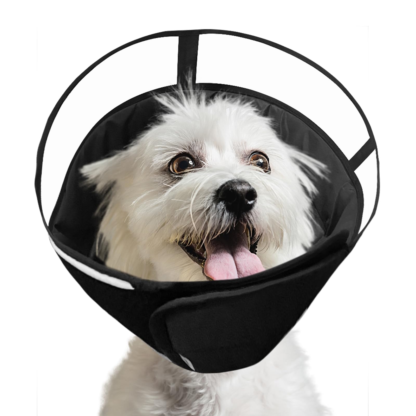 Upgraded Dog Cone Collar for After Surgery, Soft Pet Recovery Collar for Large Medium Small Dogs, Adjustable Cone Collar Protective Collar for Dogs and Cats Wound Healing (M, Black)
