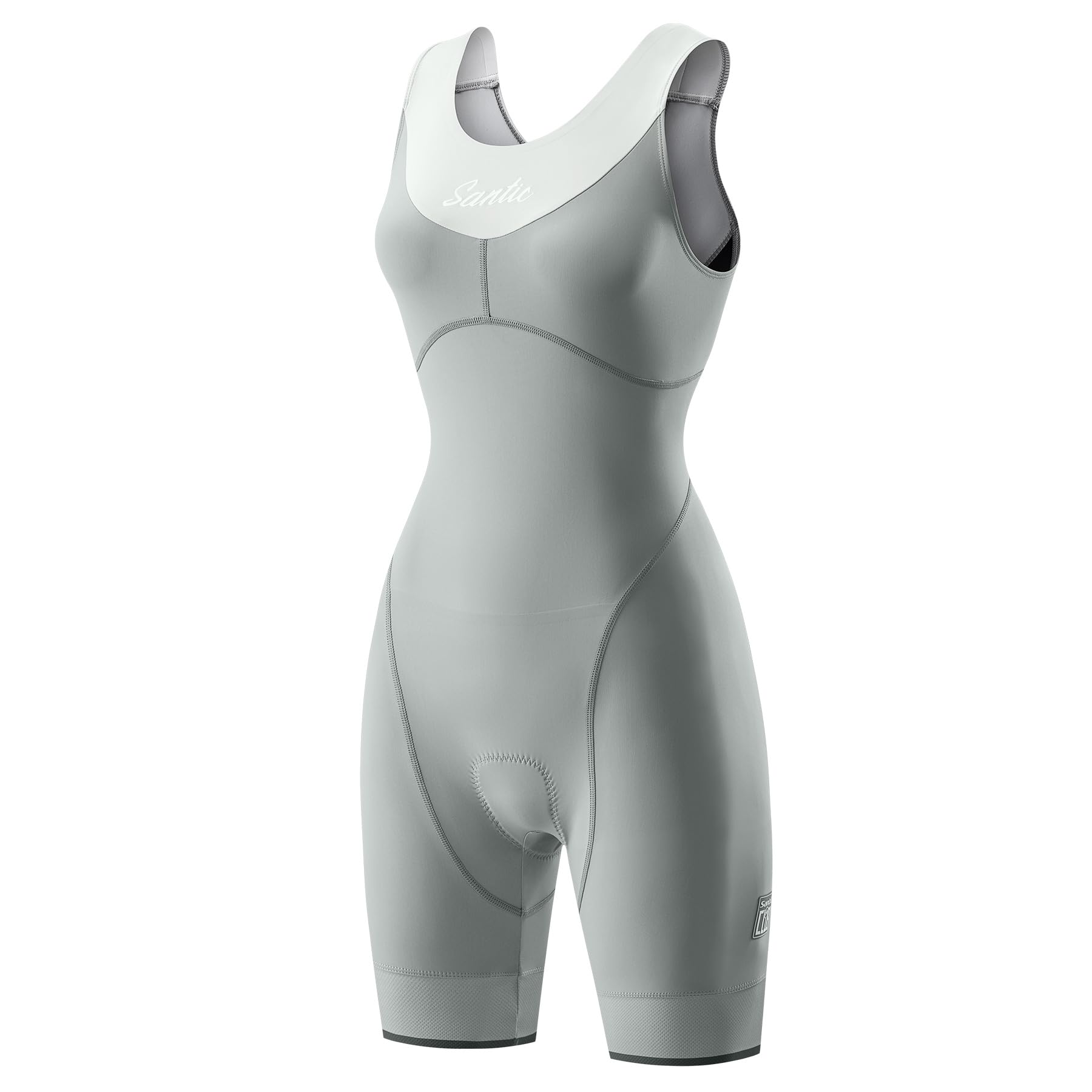 Santic Traje de triatlón acolchado para mujer, traje de triatlón de una pieza, sin mangas, tri-traje de bicicleta, traje skinnsuit de secado rápido que adelgaza traje de ciclismo