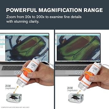 Celestron Deluxe Handheld Digital Microscope with Built-in 2MP Camera 10x to 200x